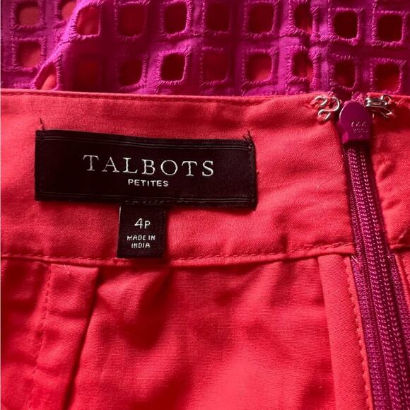 Talbots Geometric Cut Out Overlay Pink and Orange Pencil Skirt- Size 4 P - Picture 8 of 10